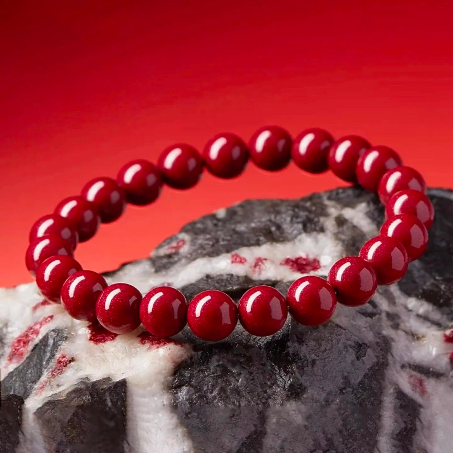 High-purity natural cinnabar bracelet for spiritual protection BuddhaSoul