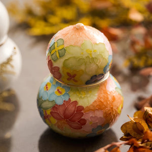 Oriental Elegant Hand-Painted Gourd Scented Candle, Natural Soy Wax Ceramic Aroma Burner BUDDHASOUL