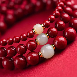 Cinnabar Hetian Jade Bracelet Eastern Luck Protection Stylish Jewelry BuddhaSoul