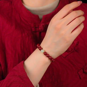 Cinnabar Hetian Jade Bracelet Eastern Luck Protection Stylish Jewelry BuddhaSoul
