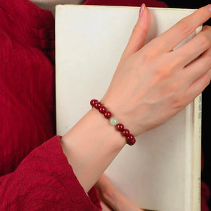 Cinnabar Hetian Jade Bracelet Eastern Luck Protection Stylish Jewelry BuddhaSoul