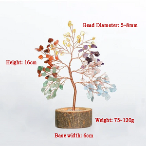 Wood Base Crystal Tree Eastern Energy Charm Desk Ornament BuddhaSoul
