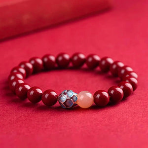 925 Silver Lotus Cinnabar Bracelet Blessed Luck Safety Eastern Jewelry BuddhaSoul