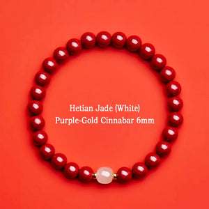 Cinnabar Hetian Jade Bracelet Eastern Luck Protection Stylish Jewelry BuddhaSoul