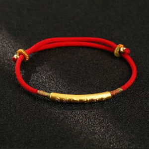 Tibetan Buddhist Six - Word Mantra Red String Bracelet for Luck BuddhaSoul