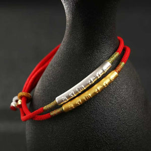 Tibetan Buddhist Six - Word Mantra Red String Bracelet for Luck BuddhaSoul